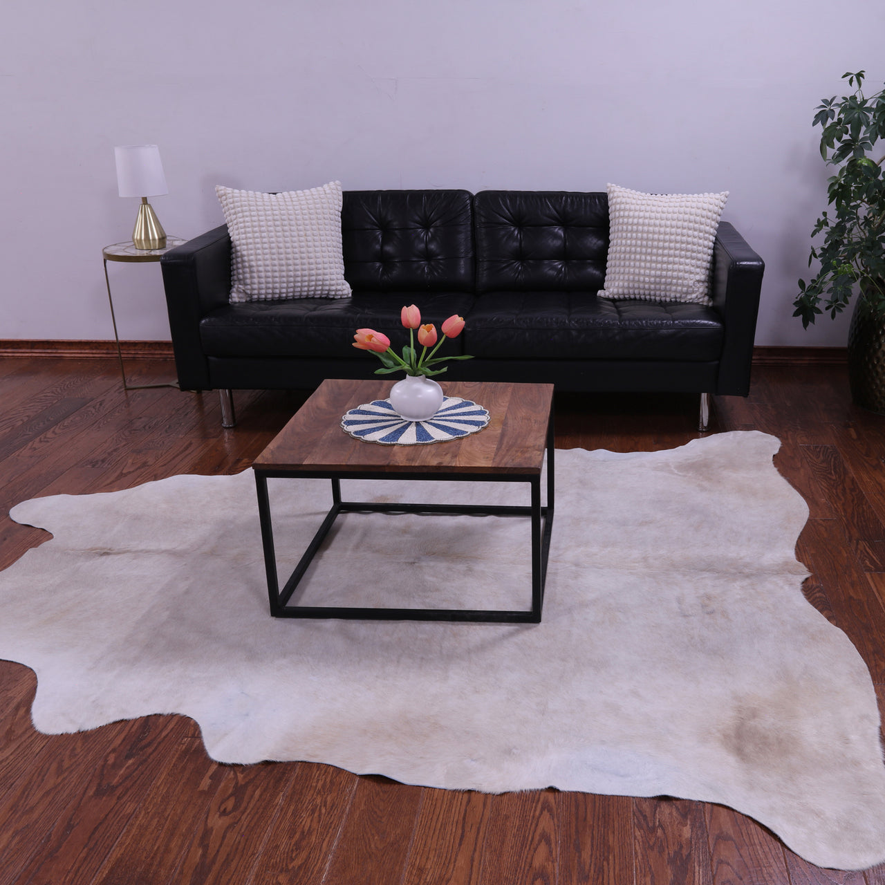 Beige Natural Cowhide Rug