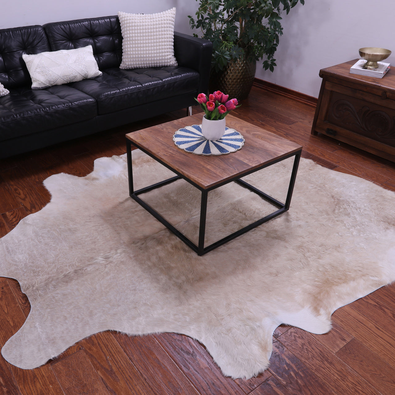 Beige Natural Cowhide Rug