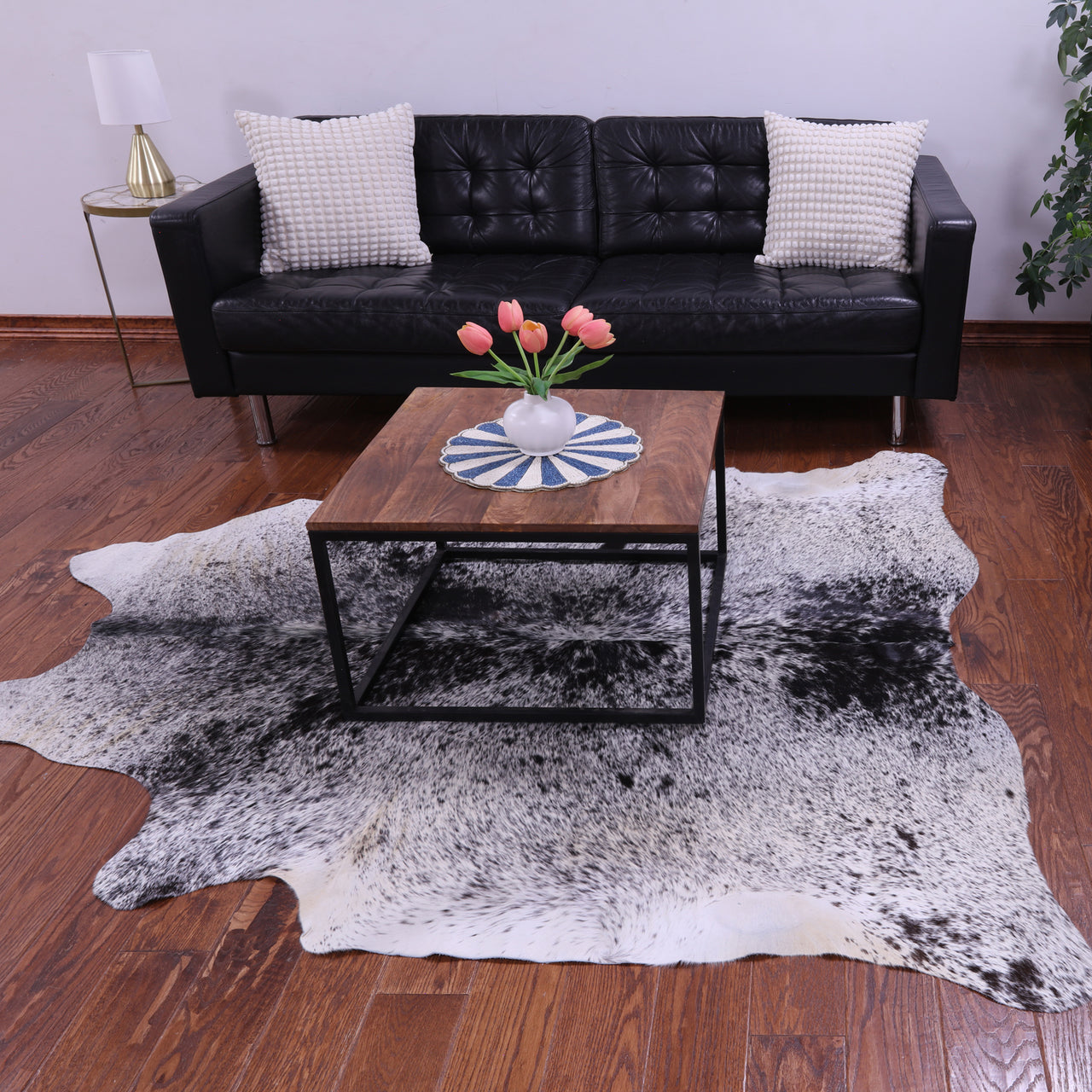 Black Salt & Pepper Natural Cowhide Rug