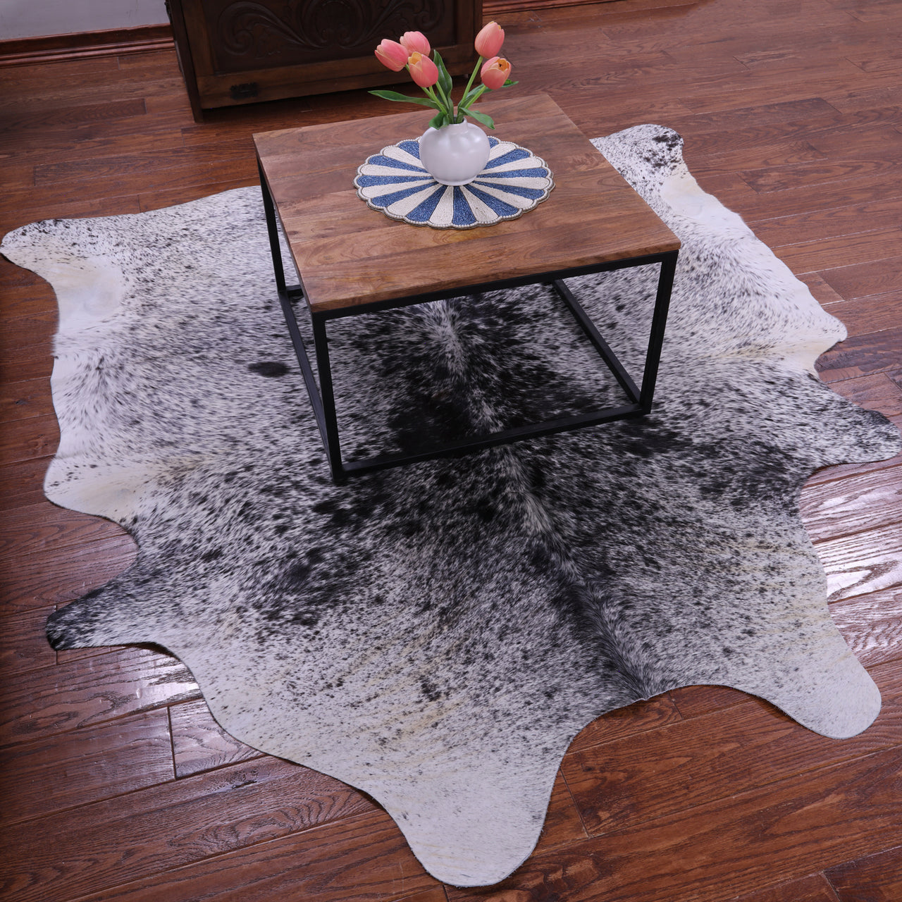 Black Salt & Pepper Natural Cowhide Rug