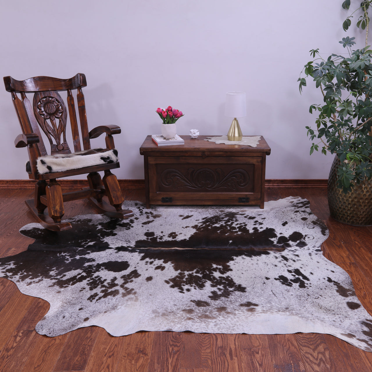 Brown Salt & Pepper Natural Cowhide Rug
