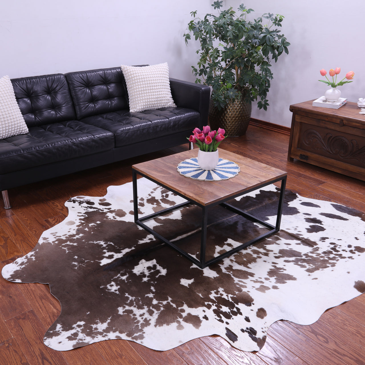 Brown Salt & Pepper Natural Cowhide Rug