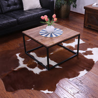 Thumbnail for Brown & White Natural Cowhide Rug