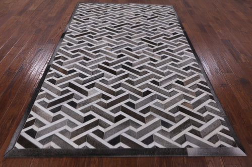 Grey Patchwork Natural Cowhide Rug - 6' 0