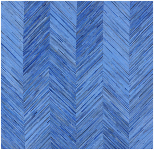 Clearance Blue Square Patchwork Natural Cowhide Rug - 7' 5