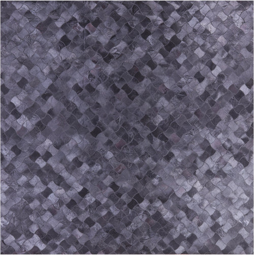 Black Square Patchwork Natural Cowhide Rug - 10' 0
