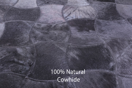 Black Square Patchwork Natural Cowhide Rug - 10' 0