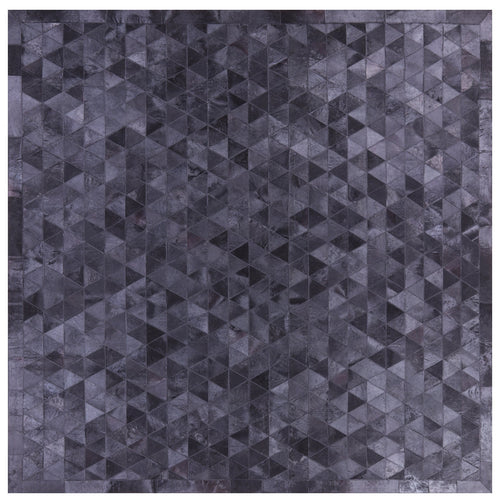 Black Square Patchwork Natural Cowhide Rug - 10' 0