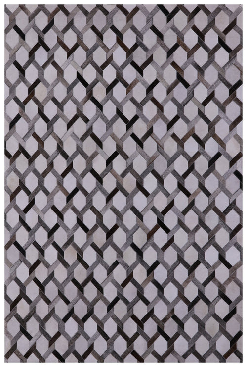 Grey & White Patchwork Natural Cowhide Rug - 6' 0