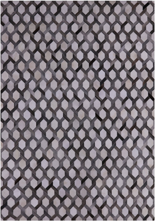 Grey & White Patchwork Natural Cowhide Rug - 10' 0