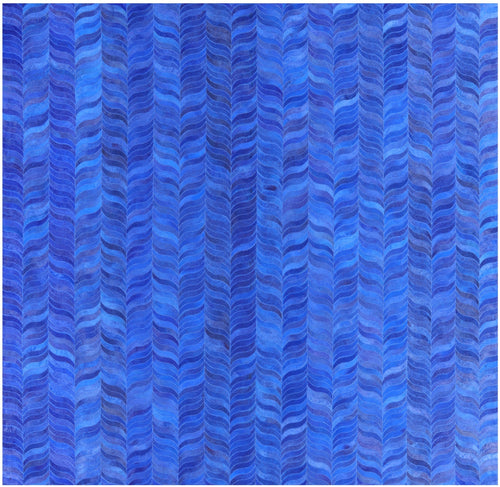 Blue Square Patchwork Natural Cowhide Rug - 10' 0