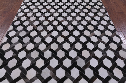 Grey & White Patchwork Natural Cowhide Rug - 6' 0