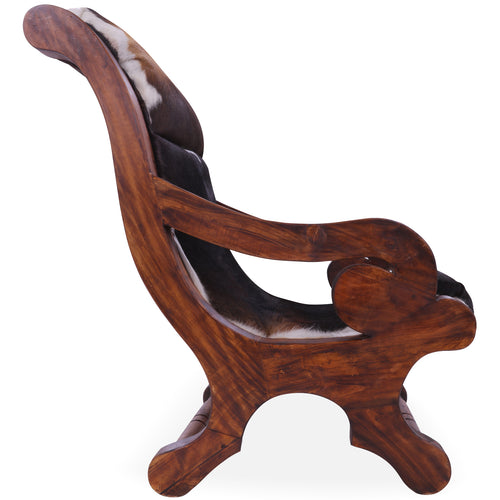 Hair-On Cowhide Handcrafted Reclaimed Wood Chair