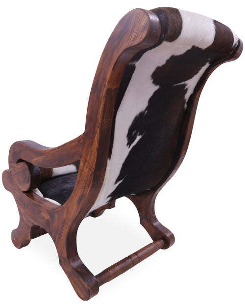 Hair-On Cowhide Handcrafted Reclaimed Wood Chair
