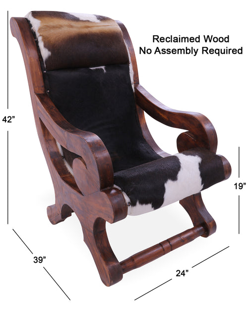 Hair-On Cowhide Handcrafted Reclaimed Wood Chair