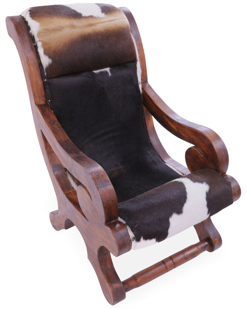 Hair-On Cowhide Handcrafted Reclaimed Wood Chair