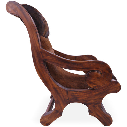 Hair-On Cowhide Handcrafted Reclaimed Wood Chair