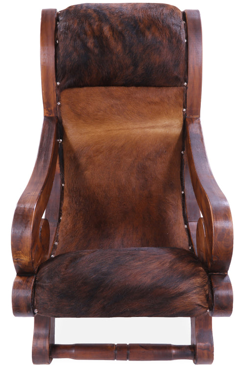 Hair-On Cowhide Handcrafted Reclaimed Wood Chair