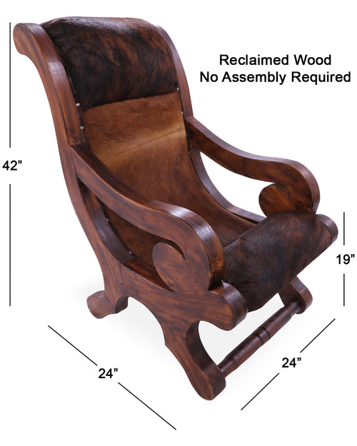 Hair-On Cowhide Handcrafted Reclaimed Wood Chair