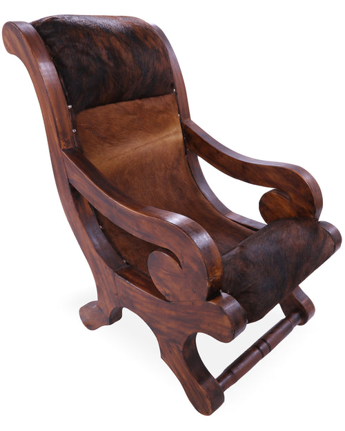 Hair-On Cowhide Handcrafted Reclaimed Wood Chair