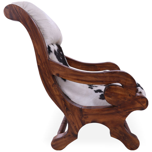 Hair-On Cowhide Handcrafted Reclaimed Wood Chair