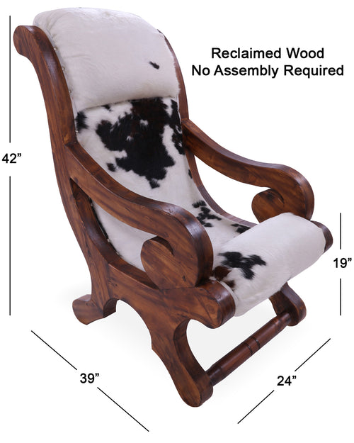 Hair-On Cowhide Handcrafted Reclaimed Wood Chair