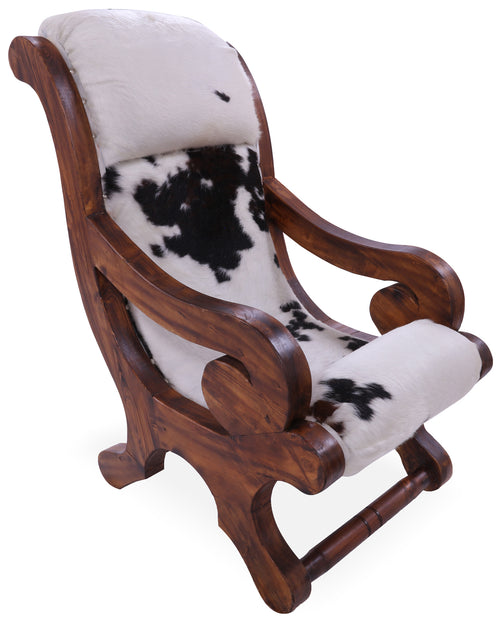 Hair-On Cowhide Handcrafted Reclaimed Wood Chair
