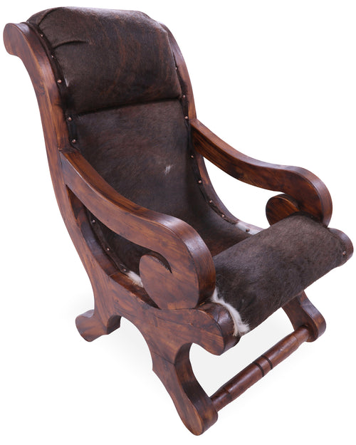 Hair-On Cowhide Handcrafted Reclaimed Wood Chair