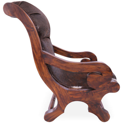 Hair-On Cowhide Handcrafted Reclaimed Wood Chair