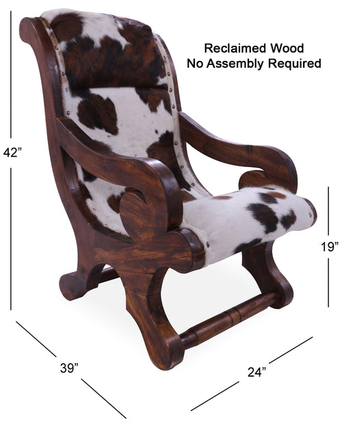 Hair-On Cowhide Handcrafted Reclaimed Wood Chair