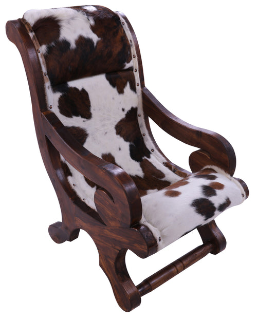 Hair-On Cowhide Handcrafted Reclaimed Wood Chair
