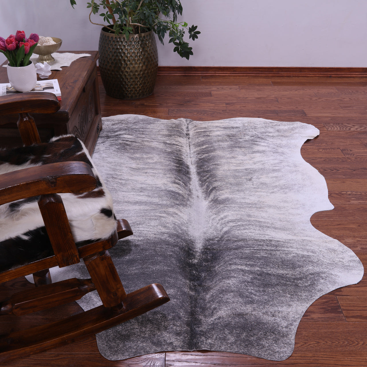 Grey Brindle Natural Cowhide Rug