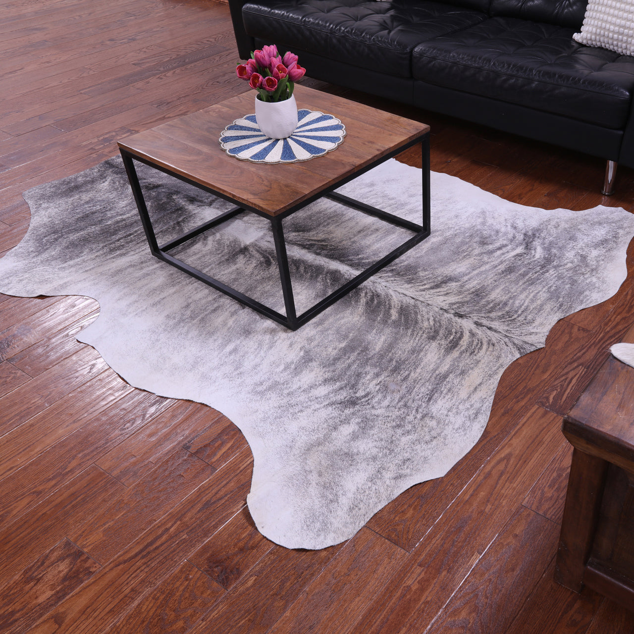 Grey Brindle Natural Cowhide Rug