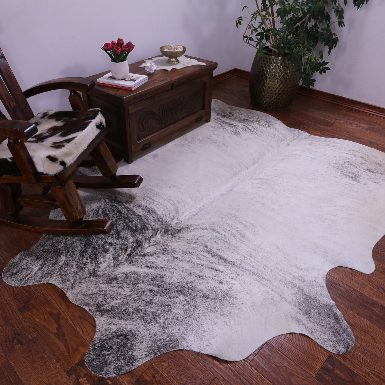 Grey Brindle Natural Cowhide Rug