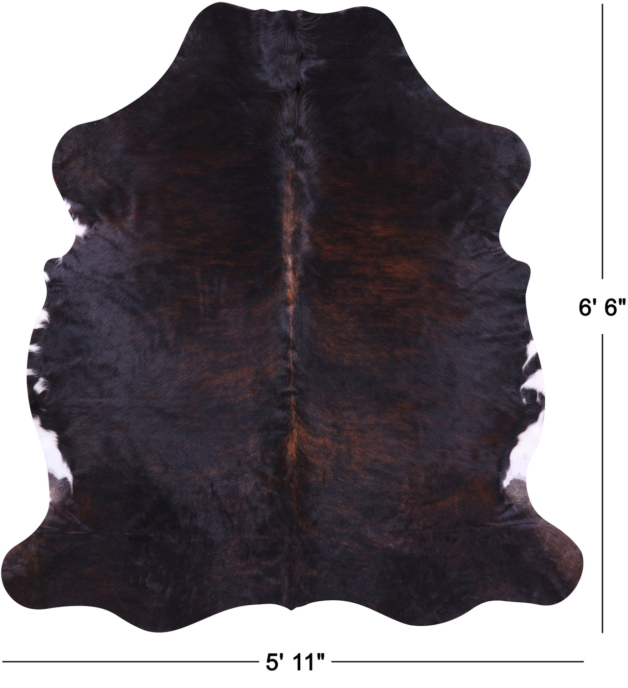 Dark Brown Natural Cowhide Rug - Large 6'6"H x 5'11"W