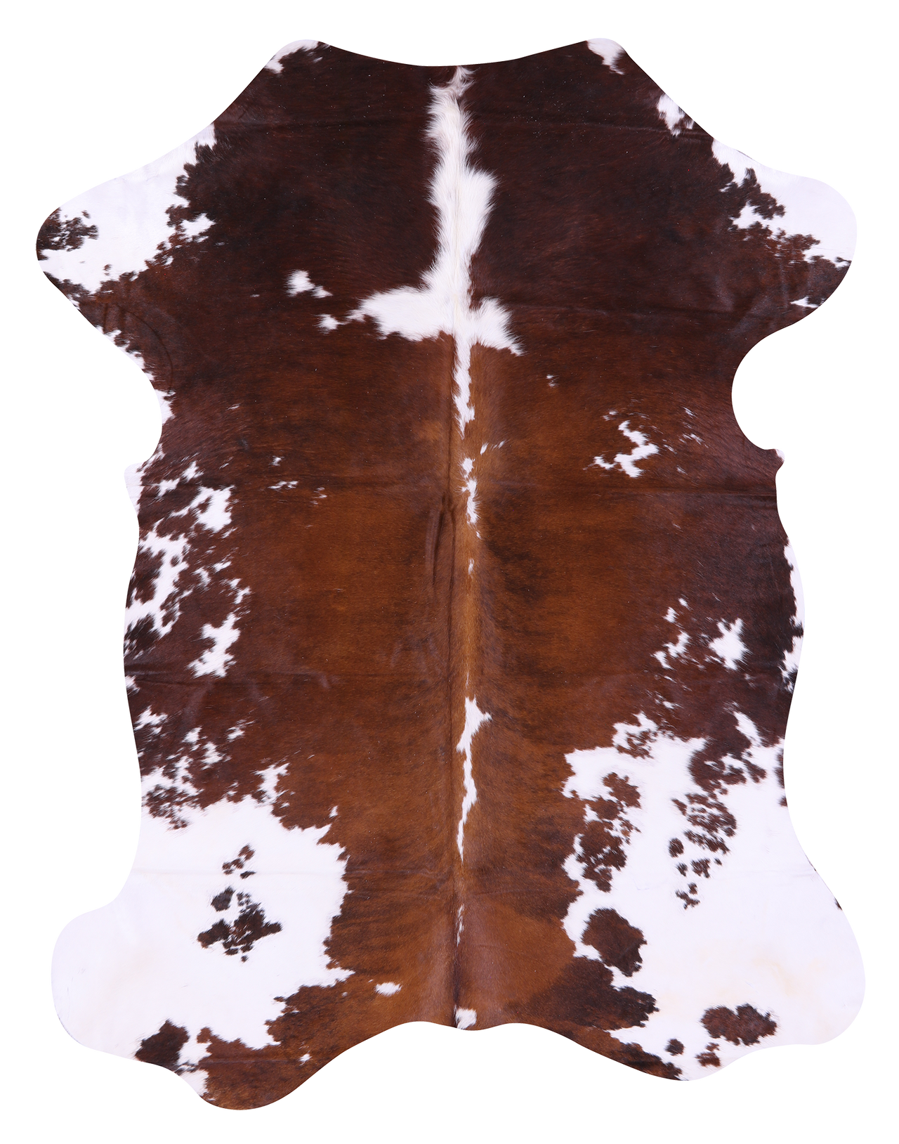 Brown & White Natural Cowhide Rug - X-Large 7'3"H x 5'5"W