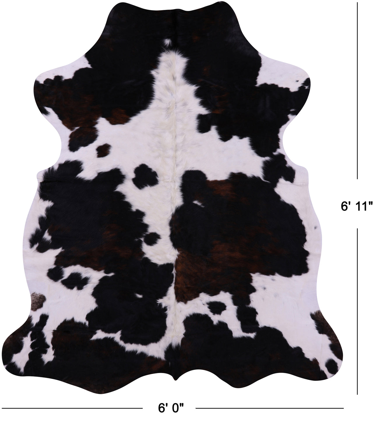 Tricolor Natural Cowhide Rug - Large 6'11"H x 6'0"W