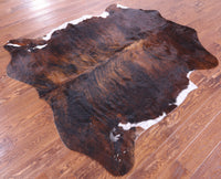 Thumbnail for Dark Brindle Natural Cowhide Rug - Large 6'5