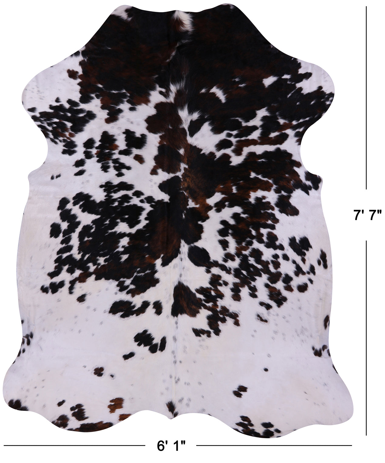 Tricolor Natural Cowhide Rug - X-Large 7'7"H x 6'1"W