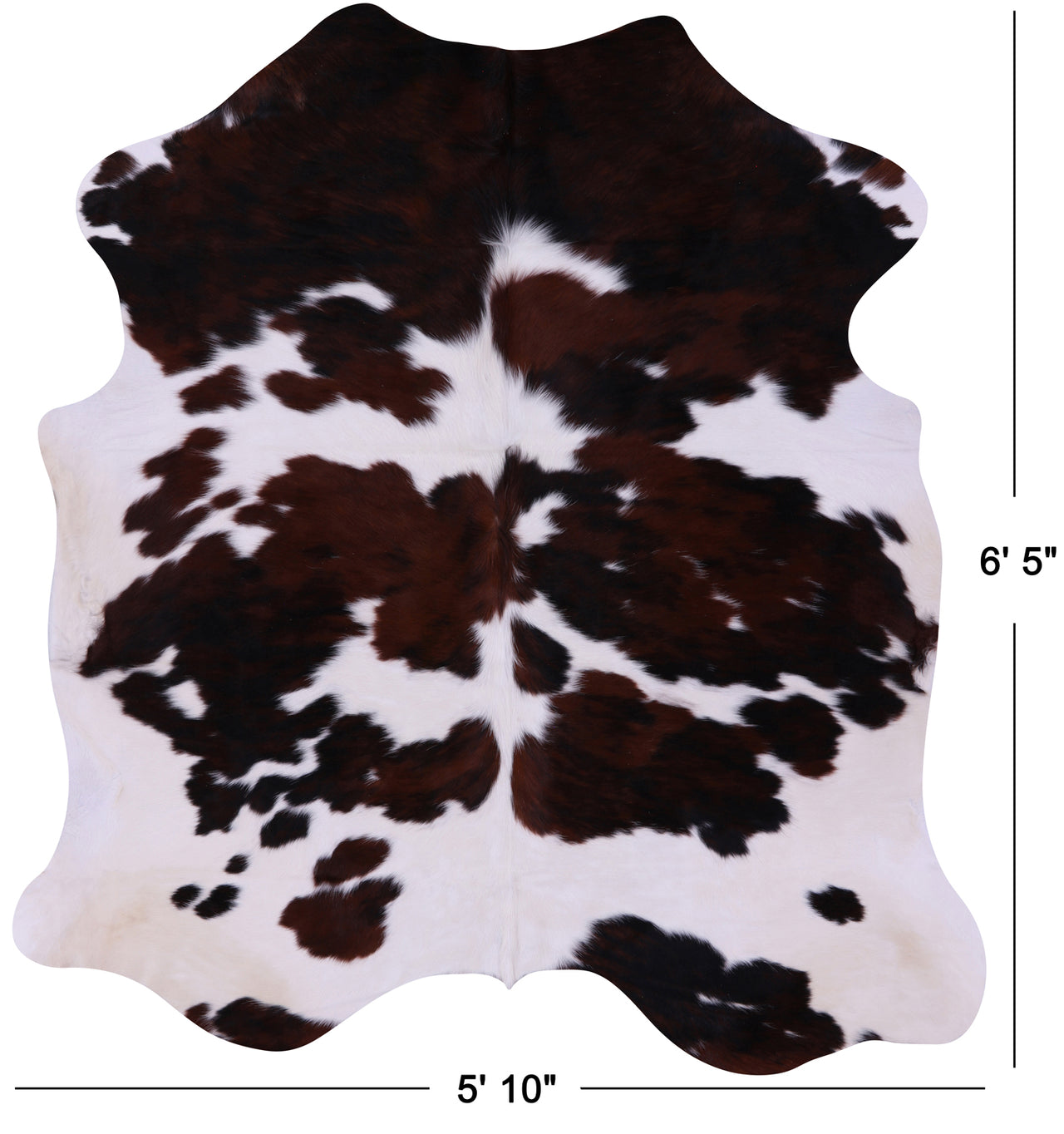 Tricolor Natural Cowhide Rug - Large 6'5"H x 5'10"W