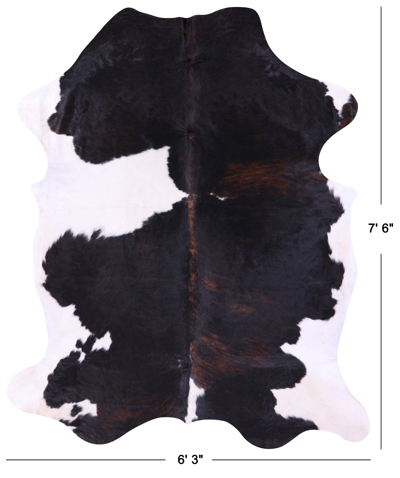 Tricolor Natural Cowhide Rug - X-Large 7'6"H x 6'3"W