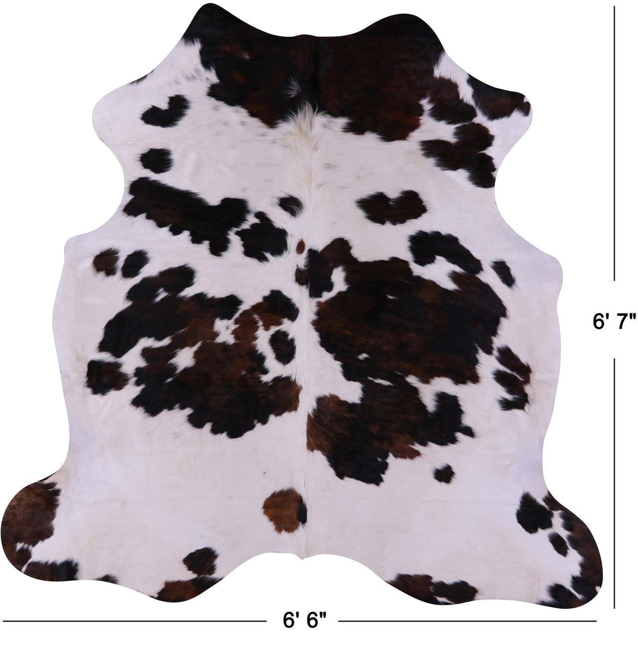Tricolor Natural Cowhide Rug - Large 6'7"H x 6'6"W