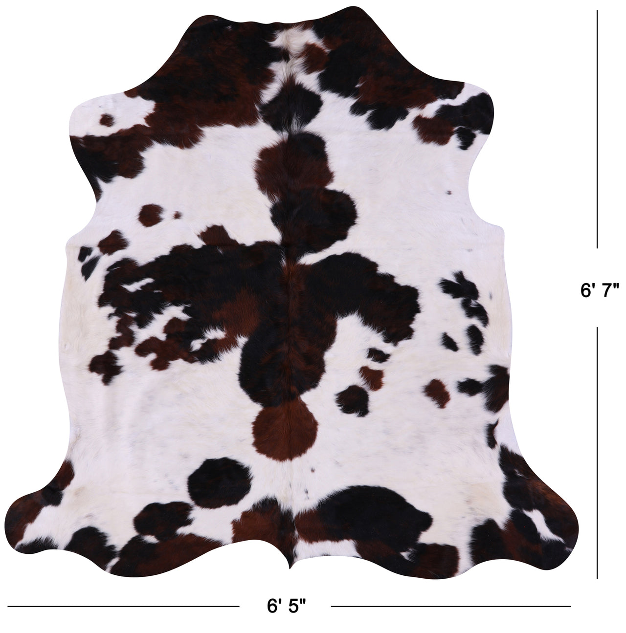 Tricolor Natural Cowhide Rug - Large 6'7"H x 6'5"W