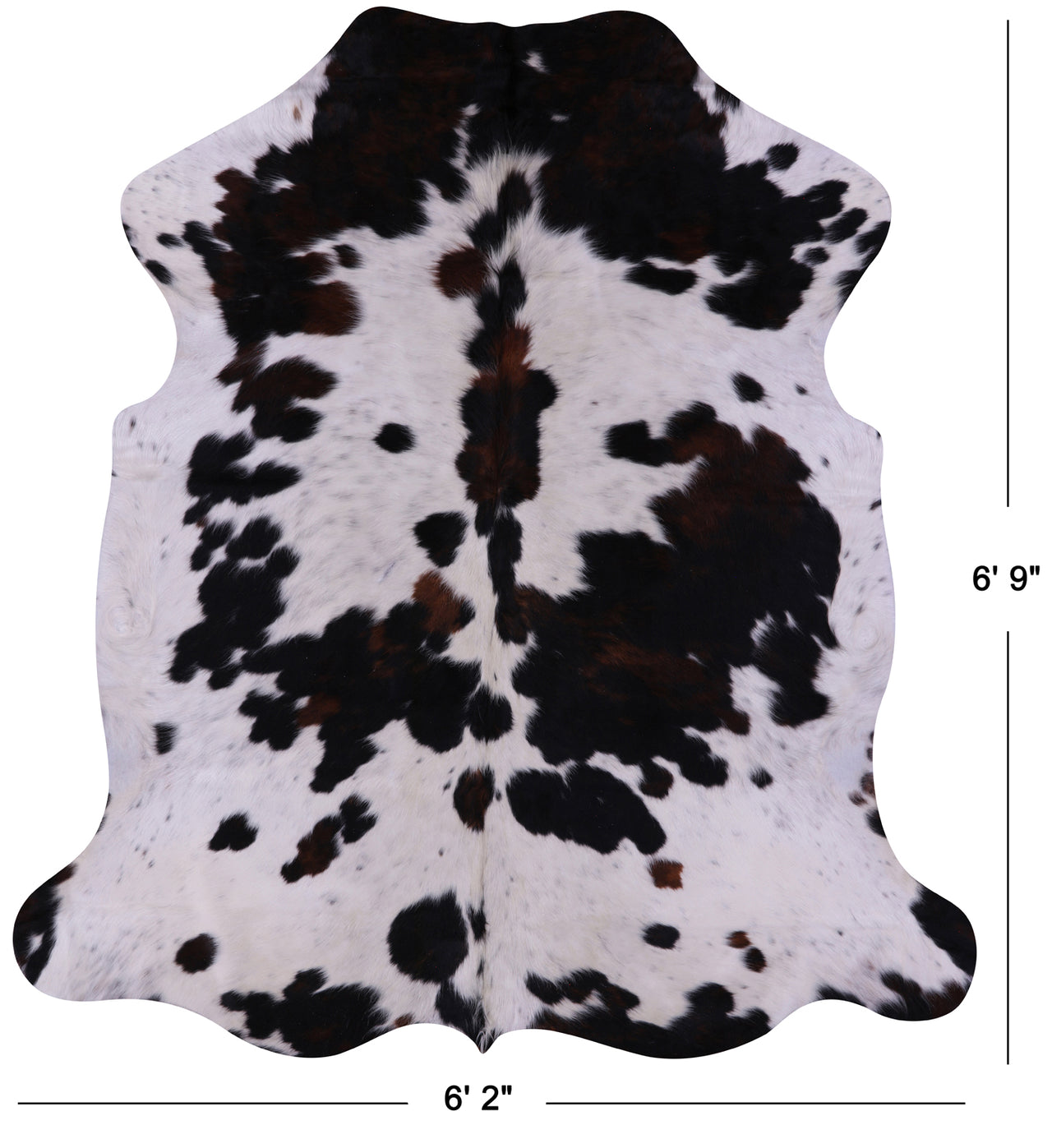 Tricolor Natural Cowhide Rug - Large 6'9"H x 6'2"W