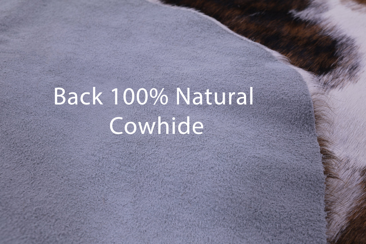 Brindle Brown & White Natural Cowhide Rug - X-Large 7'5"H x 6'1"W