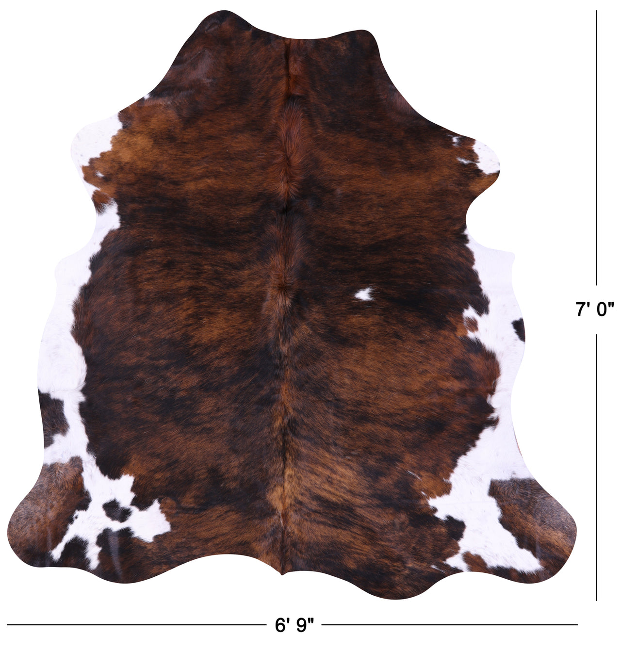 Brown Brindle Natural Cowhide Rug - X-Large 7'0"H x 6'9"W