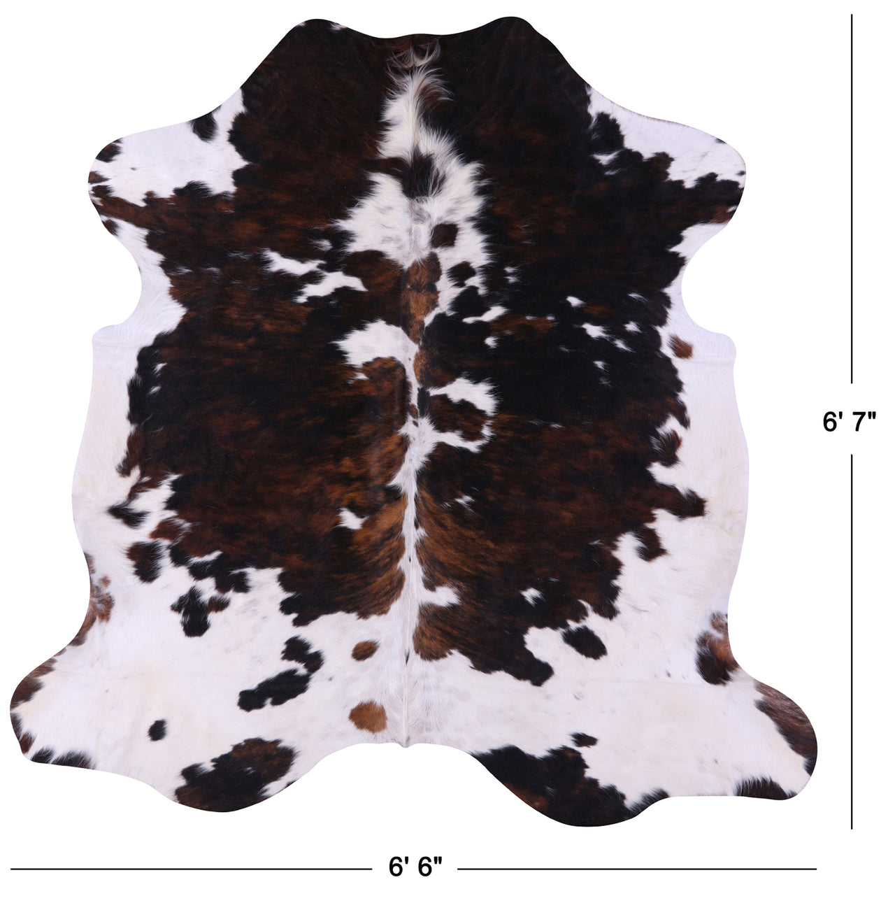 Tricolor Natural Cowhide Rug - Large 6'7"H x 6'6"W