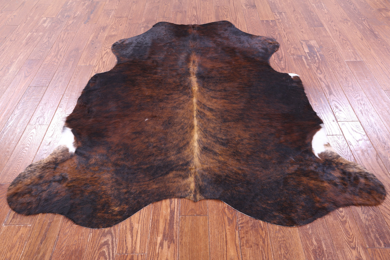 Dark Brindle Natural Cowhide Rug - Medium 6'2"H x 5'10"W