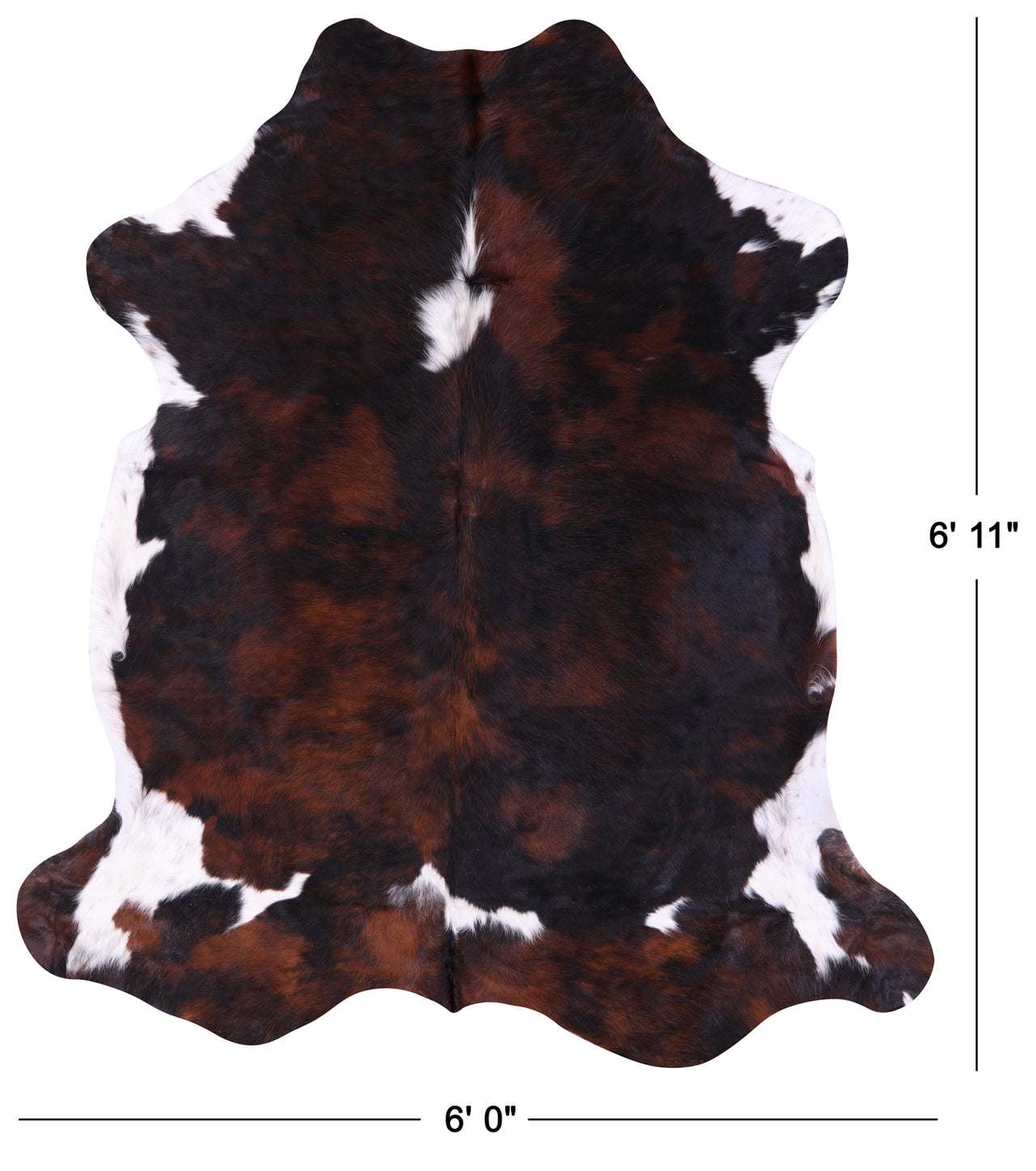 Tricolor Natural Cowhide Rug - Large 6'11"H x 6'0"W