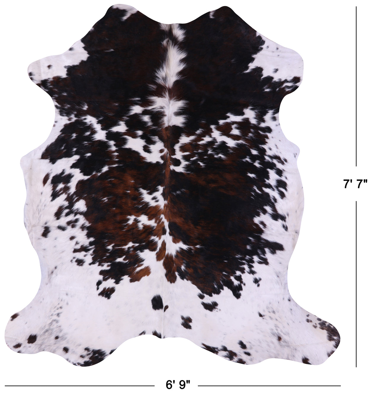 Tricolor Natural Cowhide Rug - X-Large 7'7"H x 6'9"W